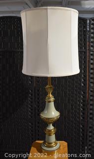 Brass & Glass Table Lamp with Shade